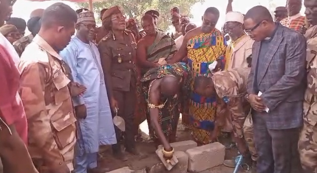 Ejurahene Barima Osei Hwedie II Joins Prisons DG in Sod-Cutting for Ejura Officers’ Quarters